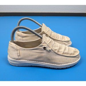 Hey Dude Shoes Wendy Linen Satin Beige Size 7 Women's Slip On
